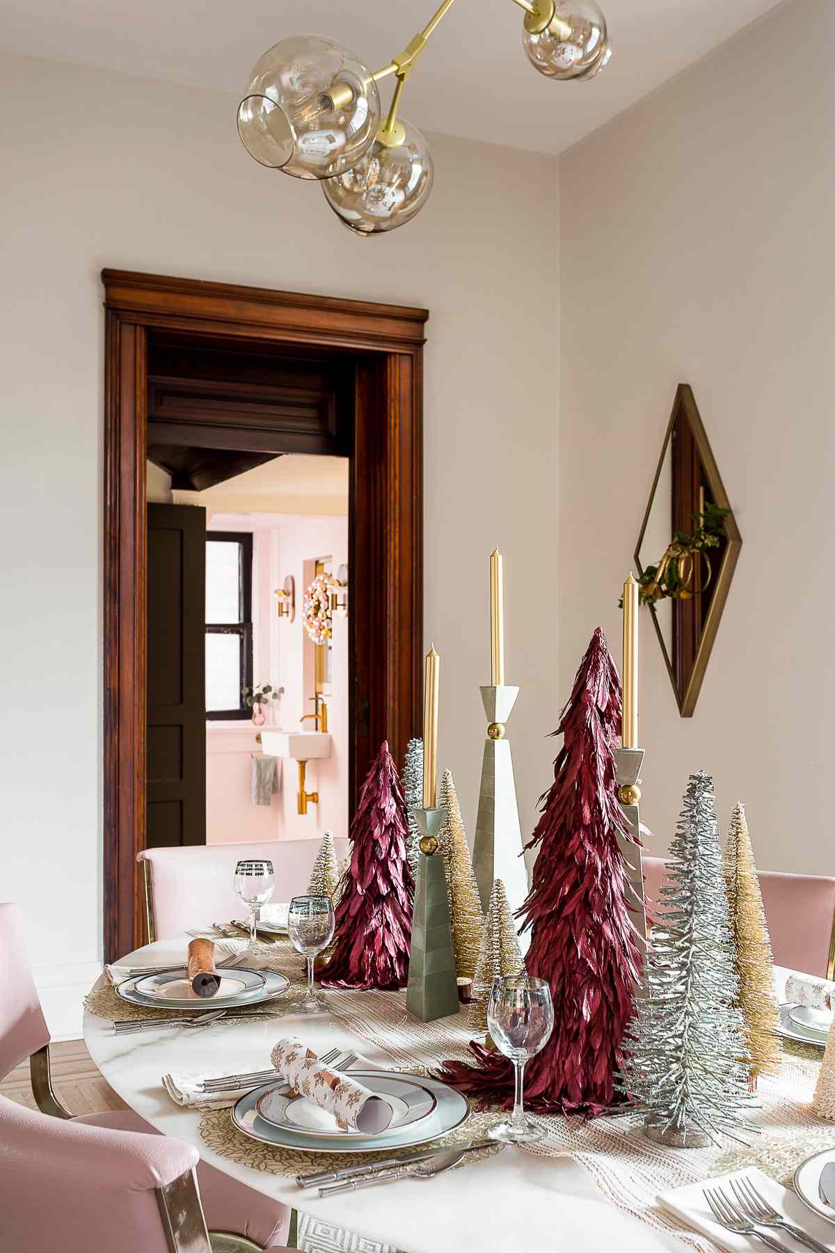 Rosa och grönt julbord