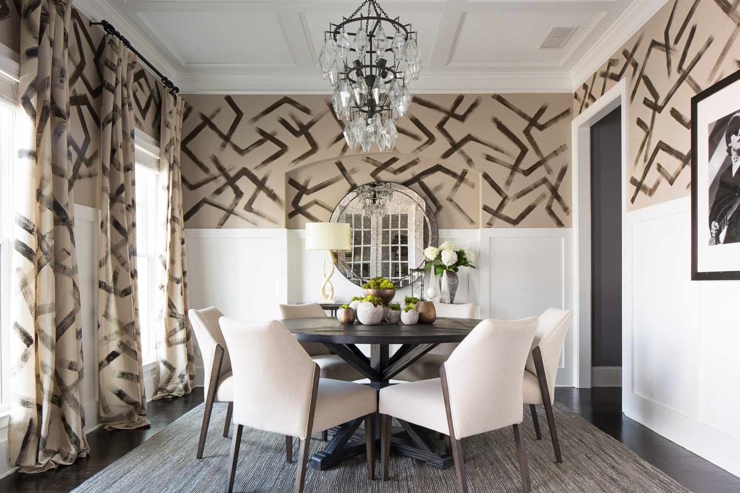 matching dining room curtains and wallpaper ideas