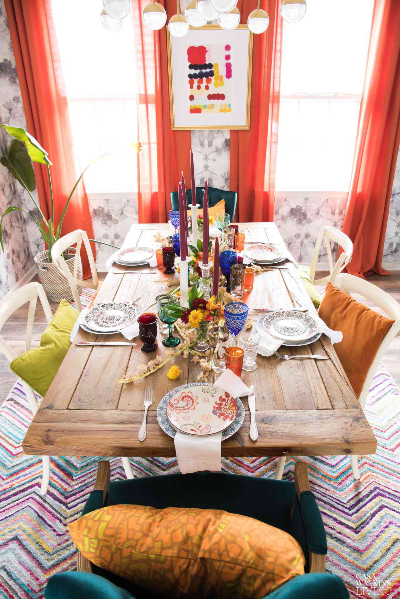 färgglada ljus thanksgiving bord