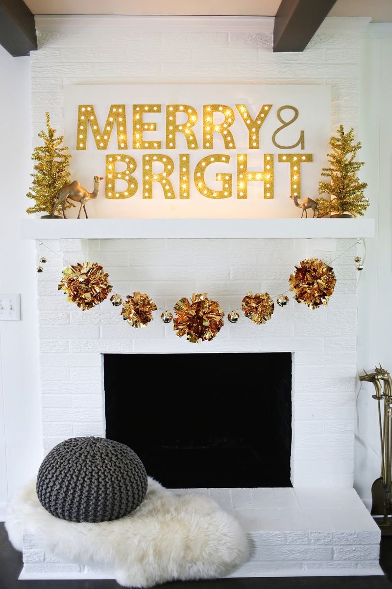 diy mylar papper pompom julkrans