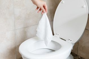 Spola en spolbar våtservett i toaletten
