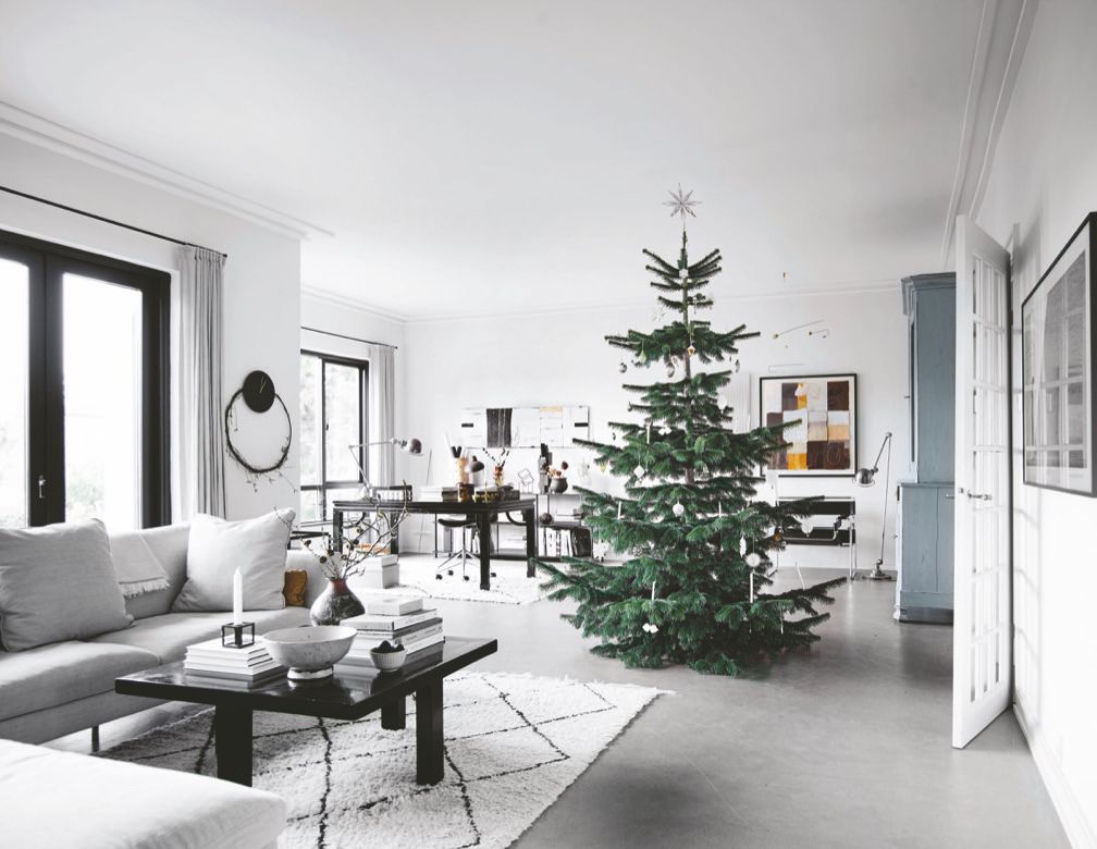 scandi-stil jul vardagsrum dekor idéer