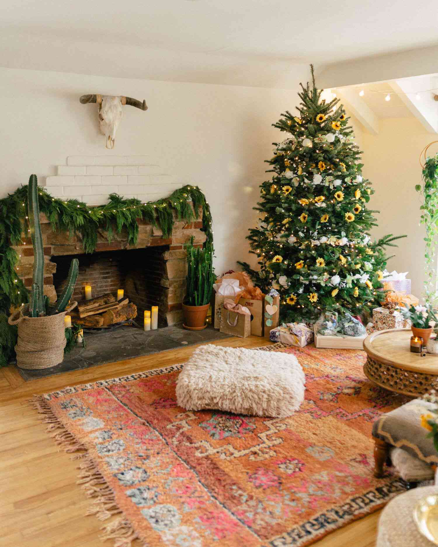 boho-stil jul vardagsrum idéer