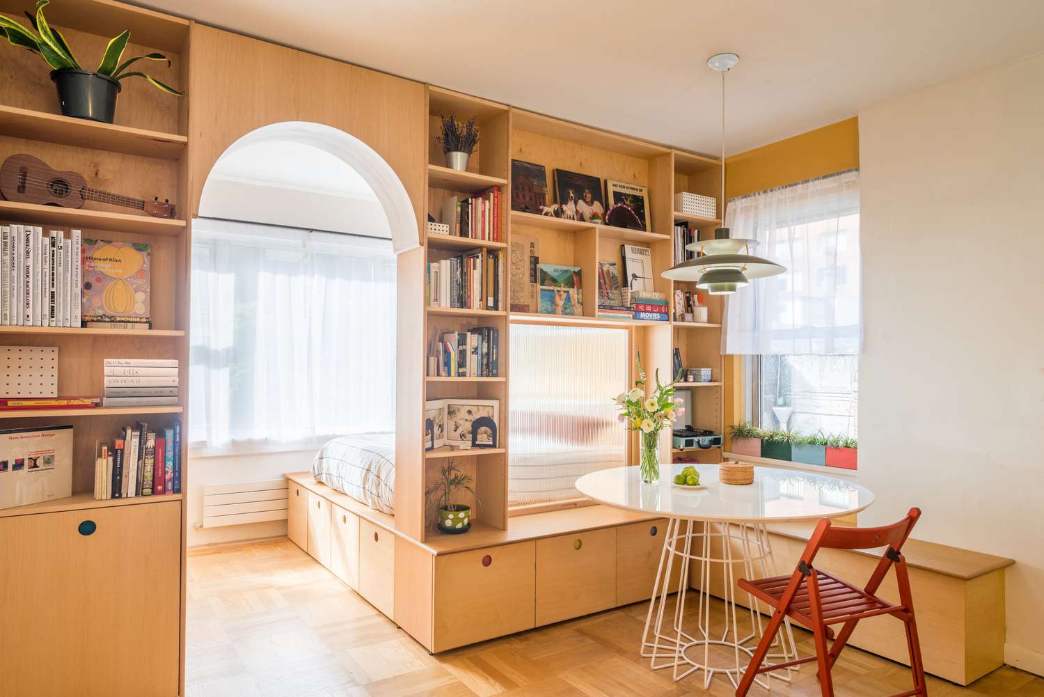 studio lägenhet sovrum dekorera idéer