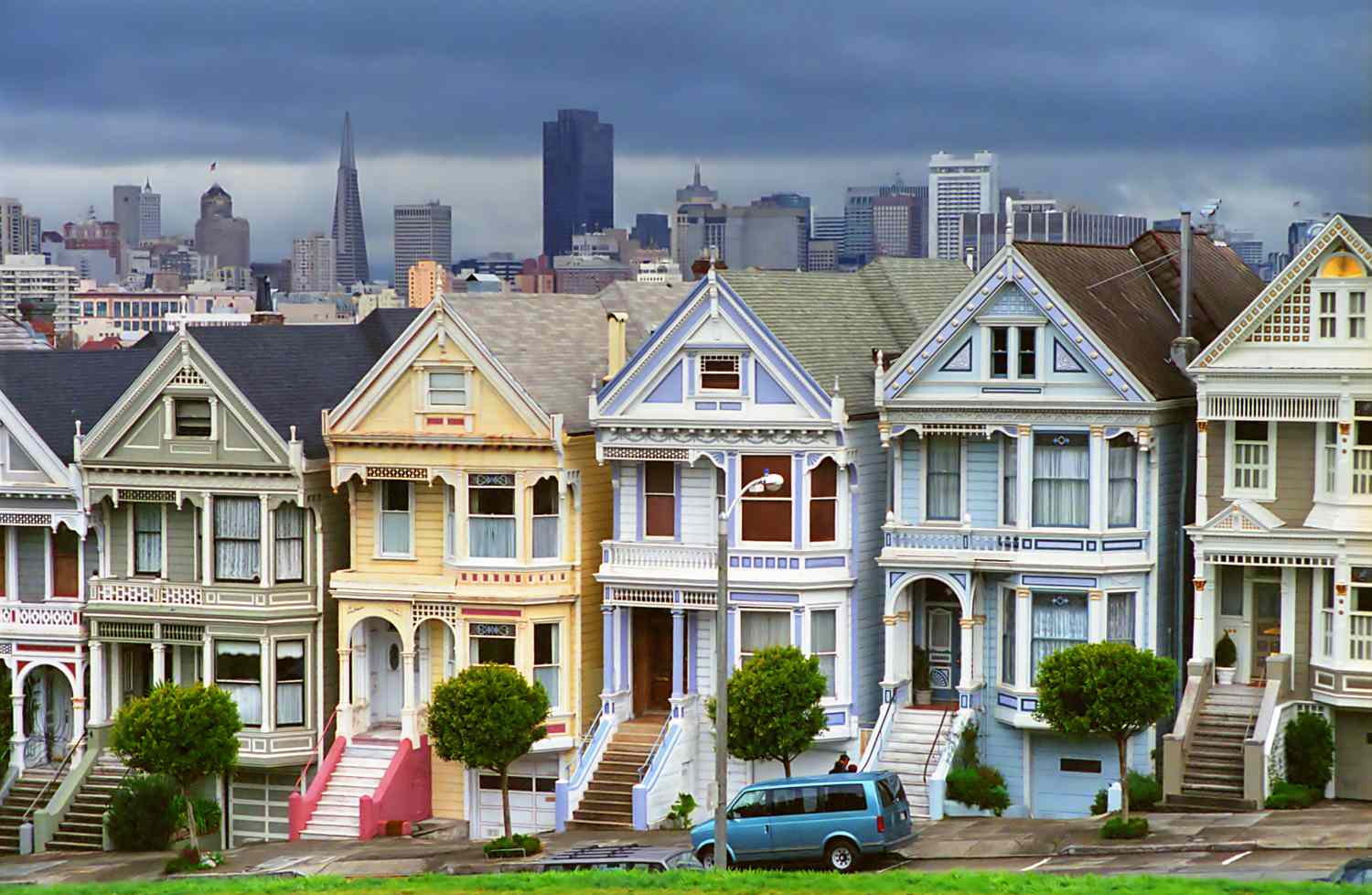 Viktorianska målade damer i San Francisco.