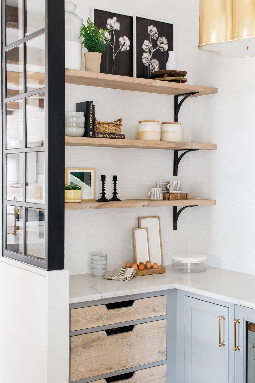 open kitchen pantry in hallway