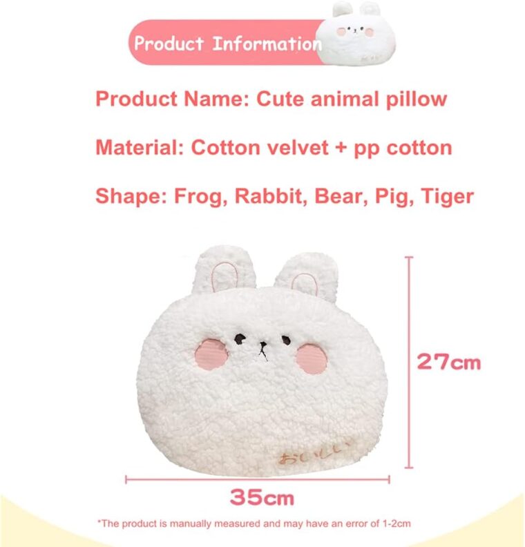 Mislaxy söt plyschkudde, soffkudde gosedjur Kawaii mjuk soffdekoration, presenter till födelsedag jul 35 x 27 cm (kanin)