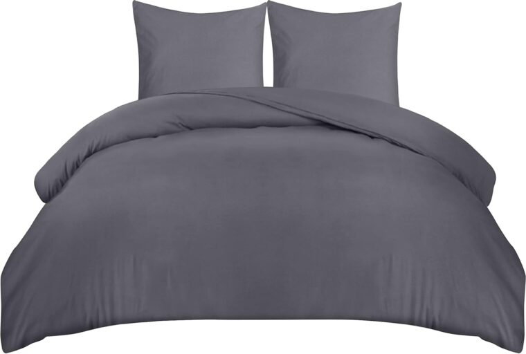 Utopia Bedding Påslakanset - Påslakan I Mjuk Mikrofiber Polyester 200x200 cm Med 2 Örngott 80x80 cm - Påslakanset För Sängkläder - Grå