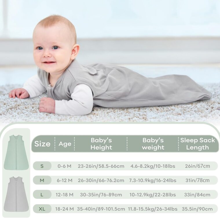 Looxii 2-pack sommarsäck 100% bomull 0,5 TOG Andas sovsäck 67 cm för Unisex Flickor Pojkar 0-6 Månader - Bild 3