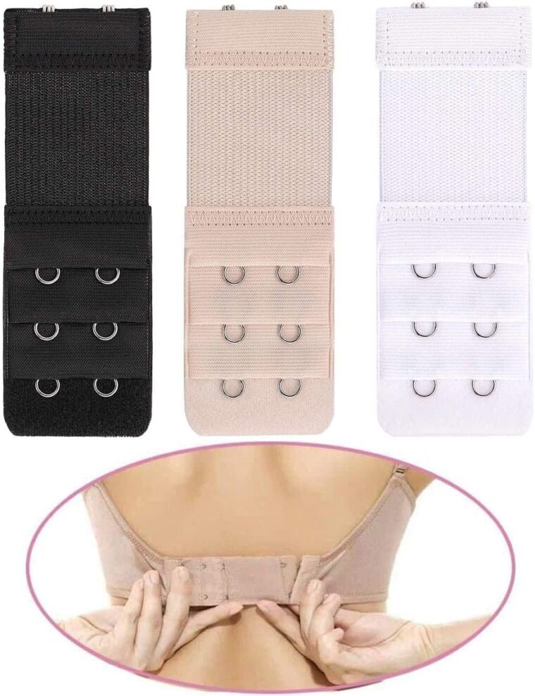 6 stycken bh-förlängning, 2 krokar, witbicg bh förlängning 2 krokar 3 rader bh förlängning dm mjukt, bekvämt elastiskt band för kvinnor (svart, vit, hudfärg) - Bild 6