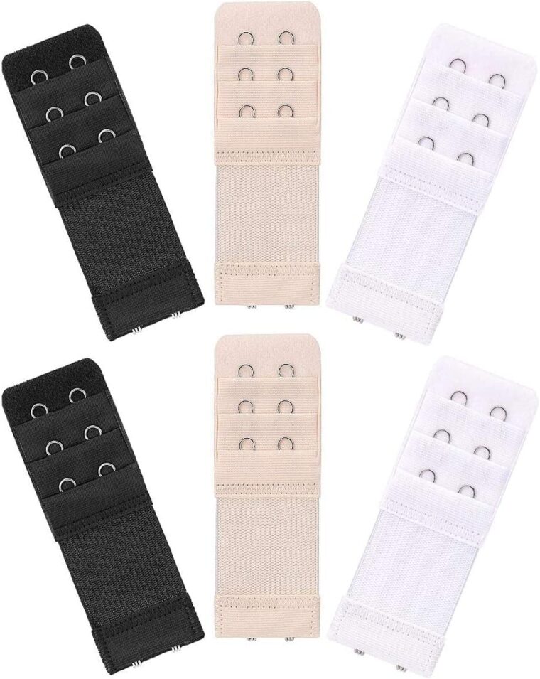 6 stycken bh-förlängning, 2 krokar, witbicg bh förlängning 2 krokar 3 rader bh förlängning dm mjukt, bekvämt elastiskt band för kvinnor (svart, vit, hudfärg)