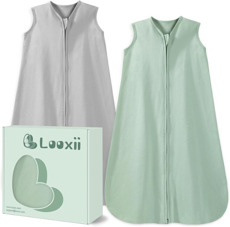 Looxii 2-pack sommarsäck 100% bomull 0,5 TOG Andas sovsäck 67 cm för Unisex Flickor Pojkar 0-6 Månader