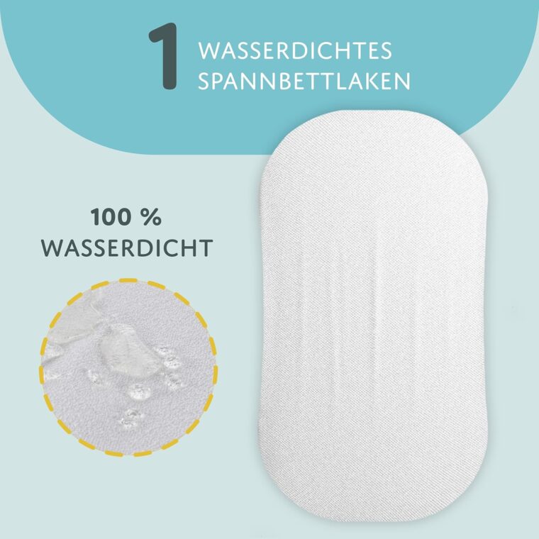 Barnvagnslakan barn resårslakan 3-pack: Set om 3: 75 x 35 cm- 2x lakan + 1x vattentätt madrasskydd - Spjälsängstillbehör för barnsäng, sidovagn babysäng Afrika och salvia färg - Bild 5