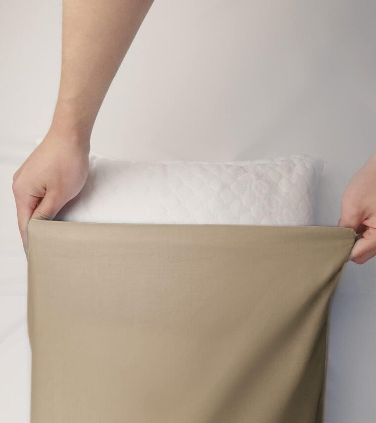 Par av örngott 100% ren bomull 40x70 CM, set om 2 sängkuddsöverdrag tillverkade i Italien, kuvertstängning, enfärgade, standardstorlek Beige - Bild 5