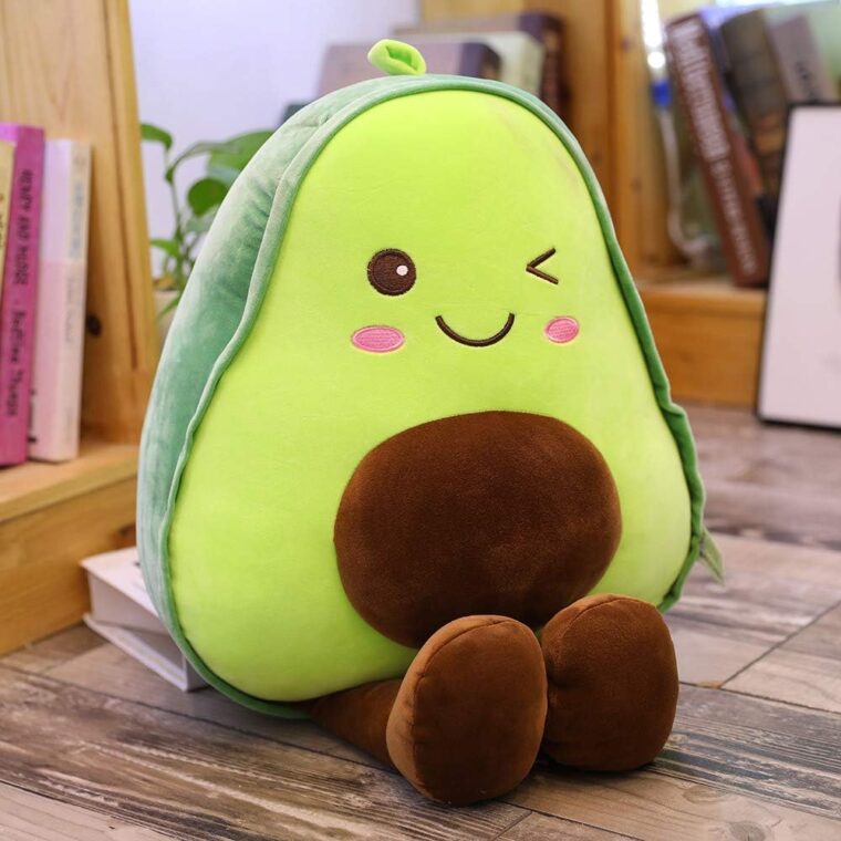 XIAOHONG 60 cm stor avokado frukt mjuk plysch leksak lurvig fylld leksak avokado plyschdocka söt leksak avokado fylld kudde Kawaii matformad fruktserie kramkudde för barn - Bild 2