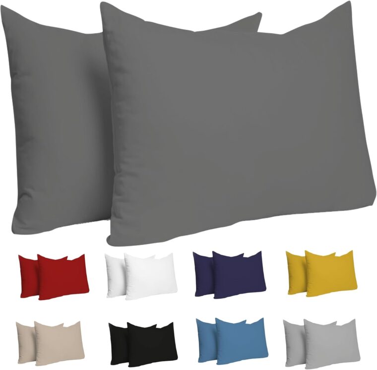 Dreamzie Örngott 30 x 50 cm (set om 2) 100% bomull jersey 150 GSM - antracit - örngott 30 x 50 bomull - slitstarkt och allergivänligt kuddfodral för kudde