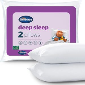 Silentnight Deep Sleep Kuddar 2-pack – medium stöd bekväm hålfiberbädd för fram-, rygg- och sidosovare maskintvättbar allergivänlig mot standardstorlek, vit