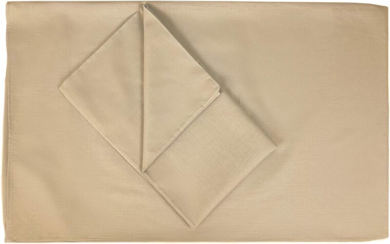 Par av örngott 100% ren bomull 40x70 CM, set om 2 sängkuddsöverdrag tillverkade i Italien, kuvertstängning, enfärgade, standardstorlek Beige - Bild 2