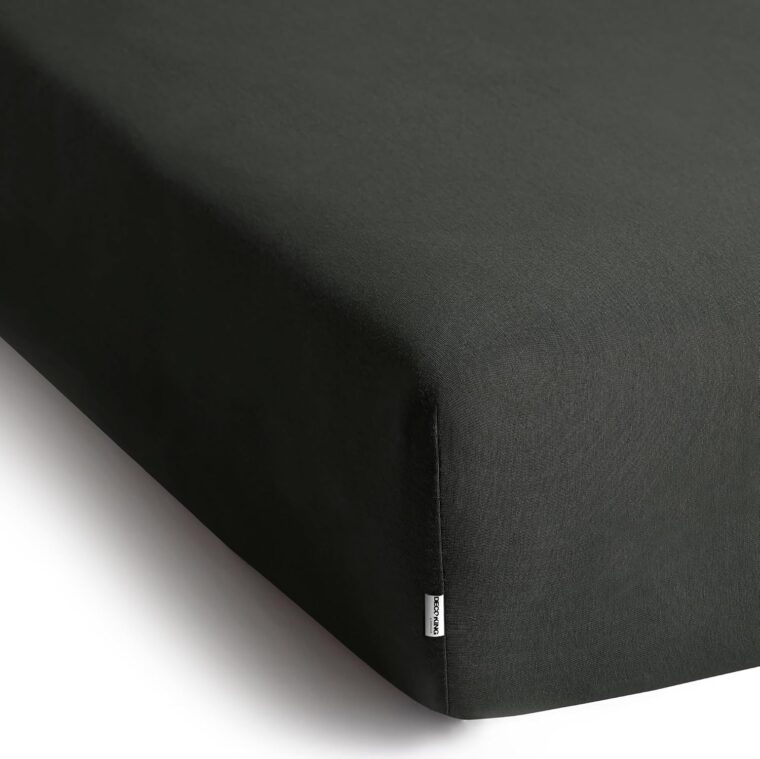 DecoKing Dra-på-lakan Spännlakan 100% bomull Jersey boxhoppbädd Antracit 80x200-90x200 Amber - Bild 3