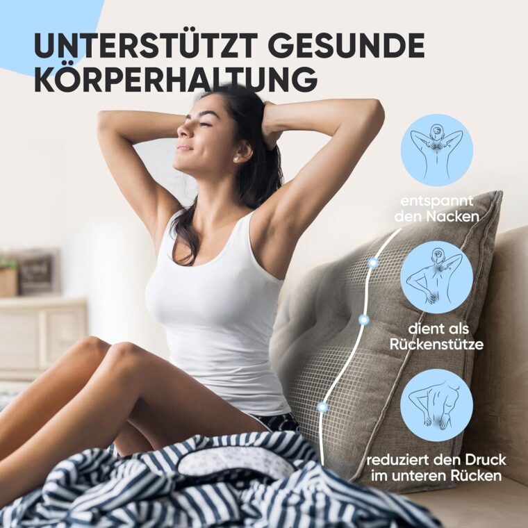 Björn&Schiller Ljusgrå ryggkudde, 70 cm, läskudde för säng och soffa, triangelkudde, ländryggskudde för säng, stor sänggavelkudde, med tvättbart överdrag - Bild 2