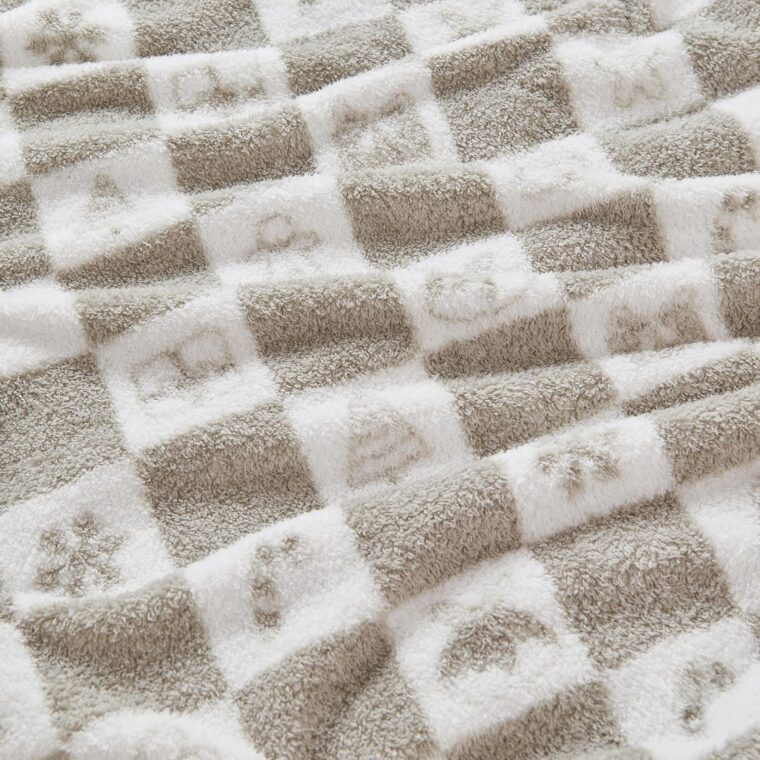 EMME rutig filt queen size – 203 cm x 228 cm grå stickad filt mjuka fluffiga mönstrade filtar för soffa, stol, säng, camping, picknick, resor - Bild 7