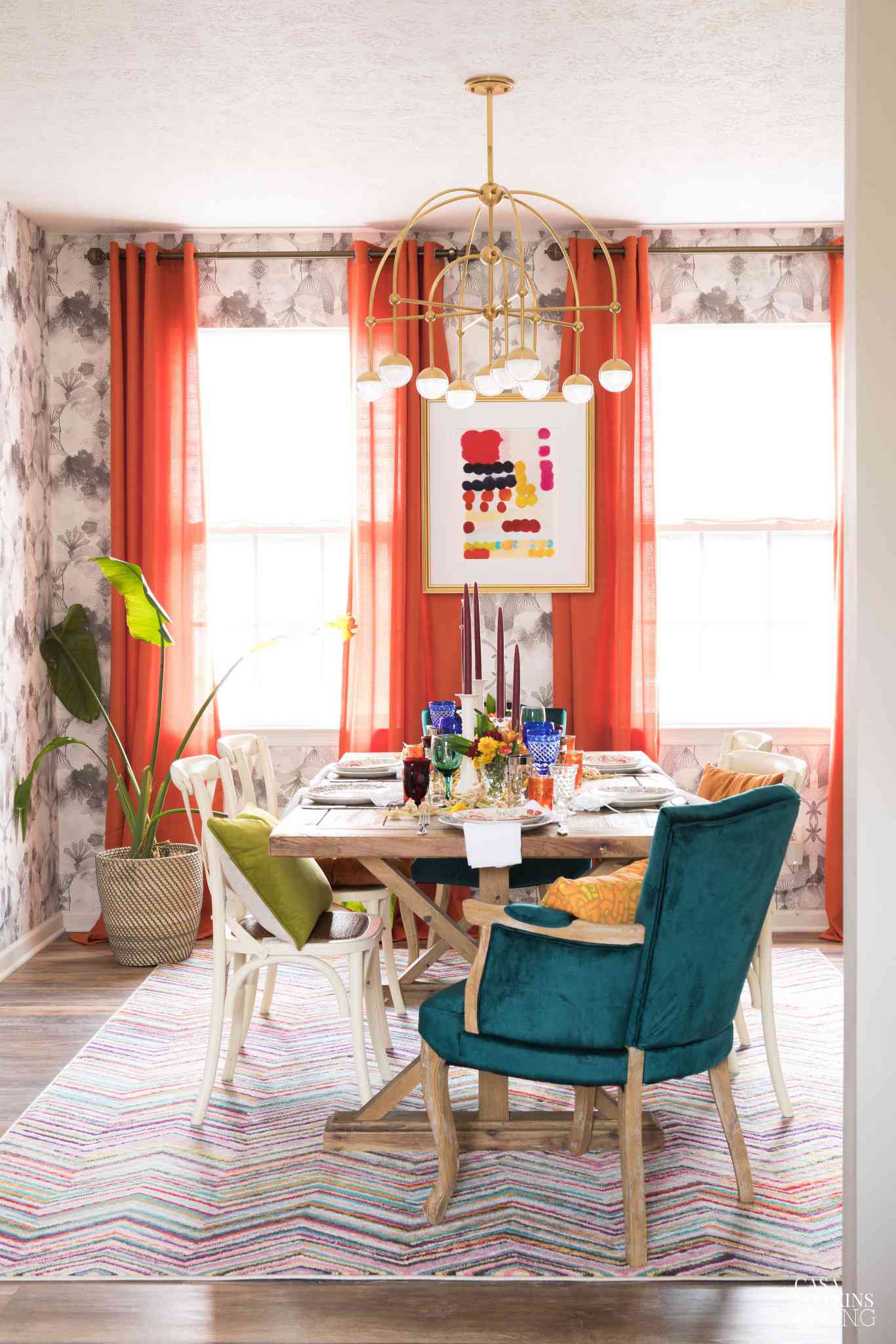 colorful dining room curtain ideas