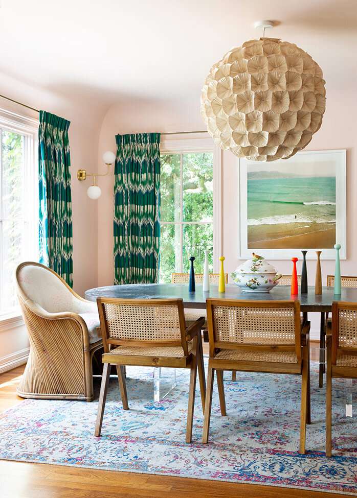 colorful patterned dining room curtain ideas